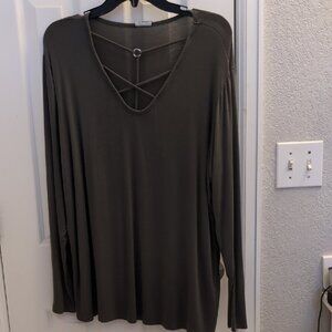 Hippie Chic Green Long Sleeve Shirt In Size Large